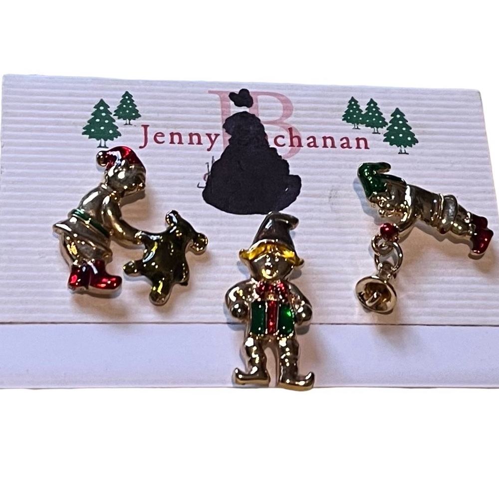 Jenny Buchanan Christmas Elf Scatter Pins Set of Three